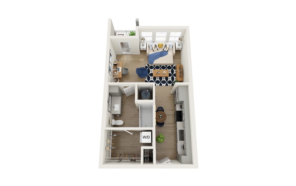 Allure - Studio and 1 Bath 3D Floorplan at Legacy Encore