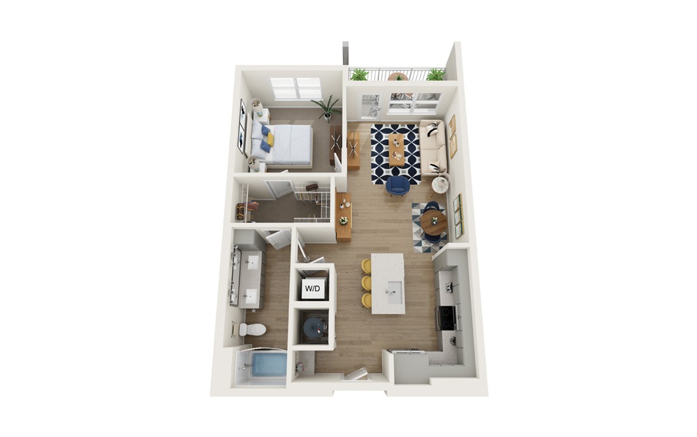 Courage 1 Bed 1 Bath Floorplan