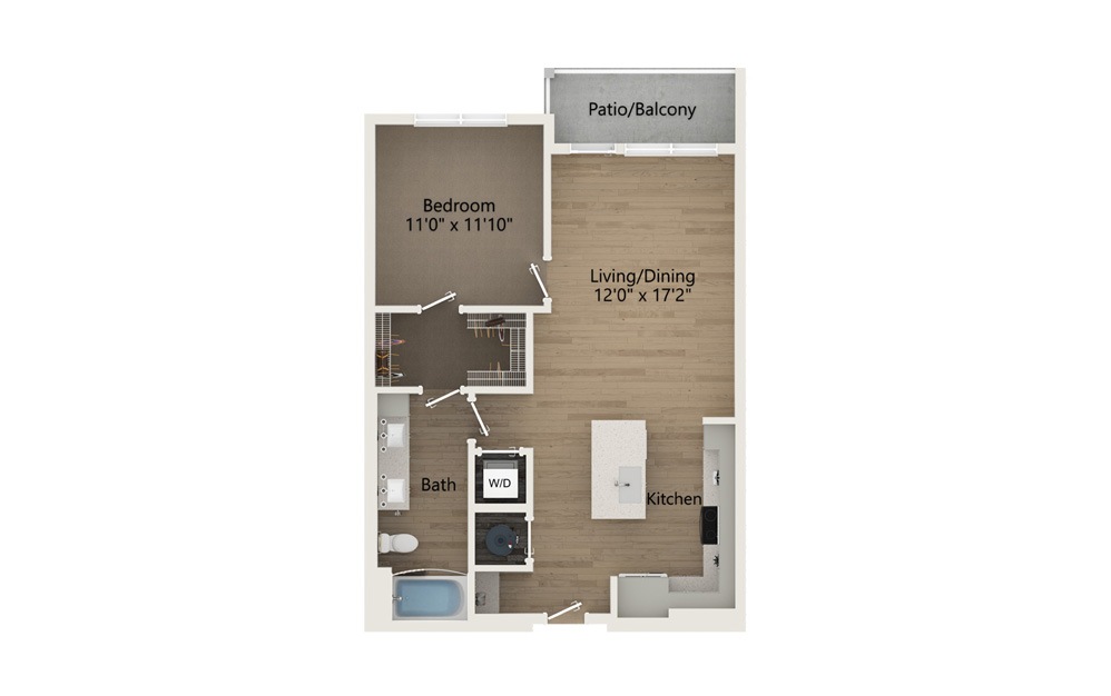 Courage - 1 Bed and 1 Bath 2D Floorplan at Legacy Encore