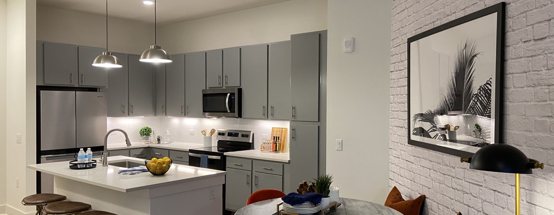 Open concept kitchens and dining space in units at Legacy Encore