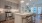 kitchen with an island and bar stools