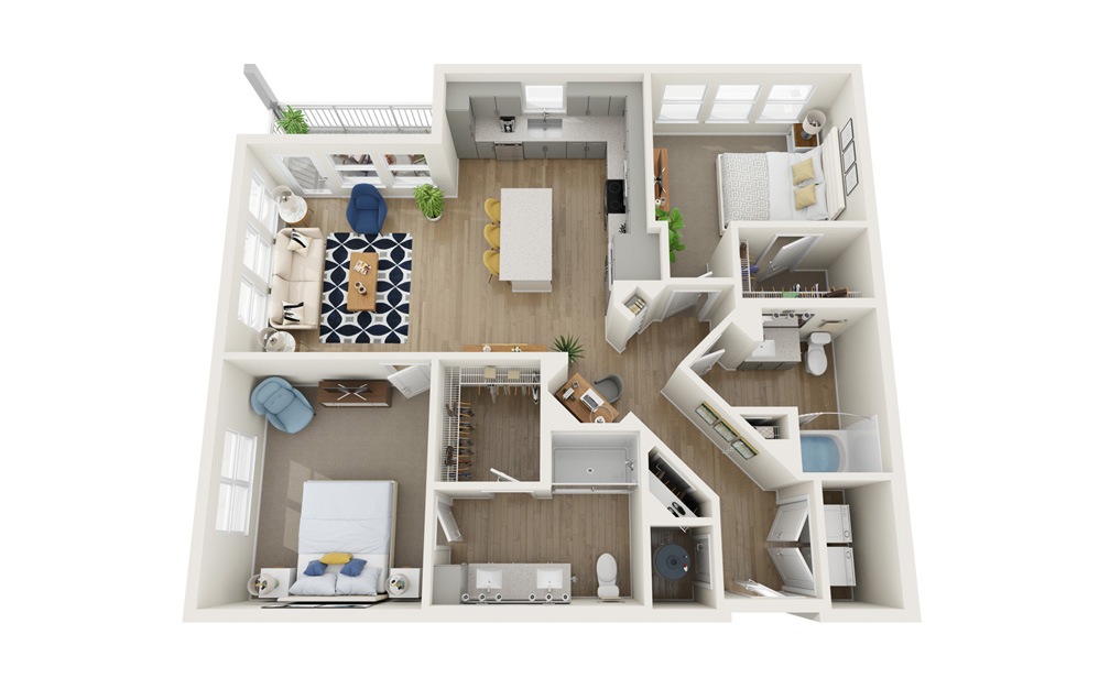 Vision 2 Bed 2 Bath Floorplan