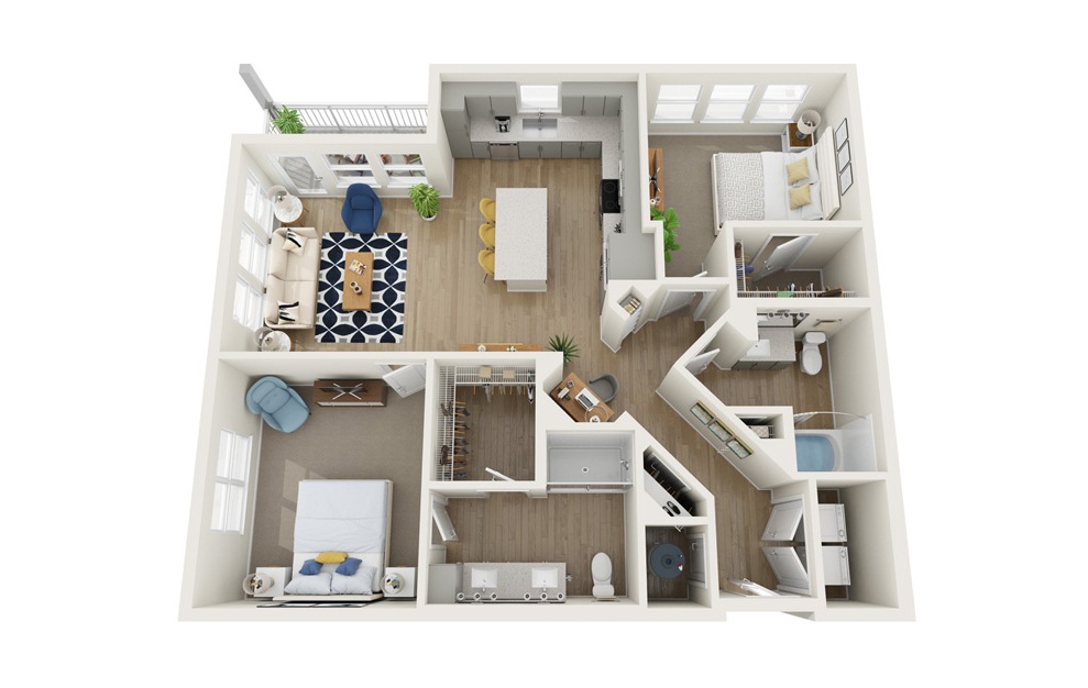 Vision - 2 Bed and 2 Bath 3D Floorplan at Legacy Encore
